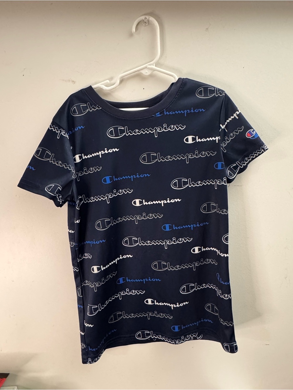 Champion Navy Short Sleeve Logo Print Tee for Kids